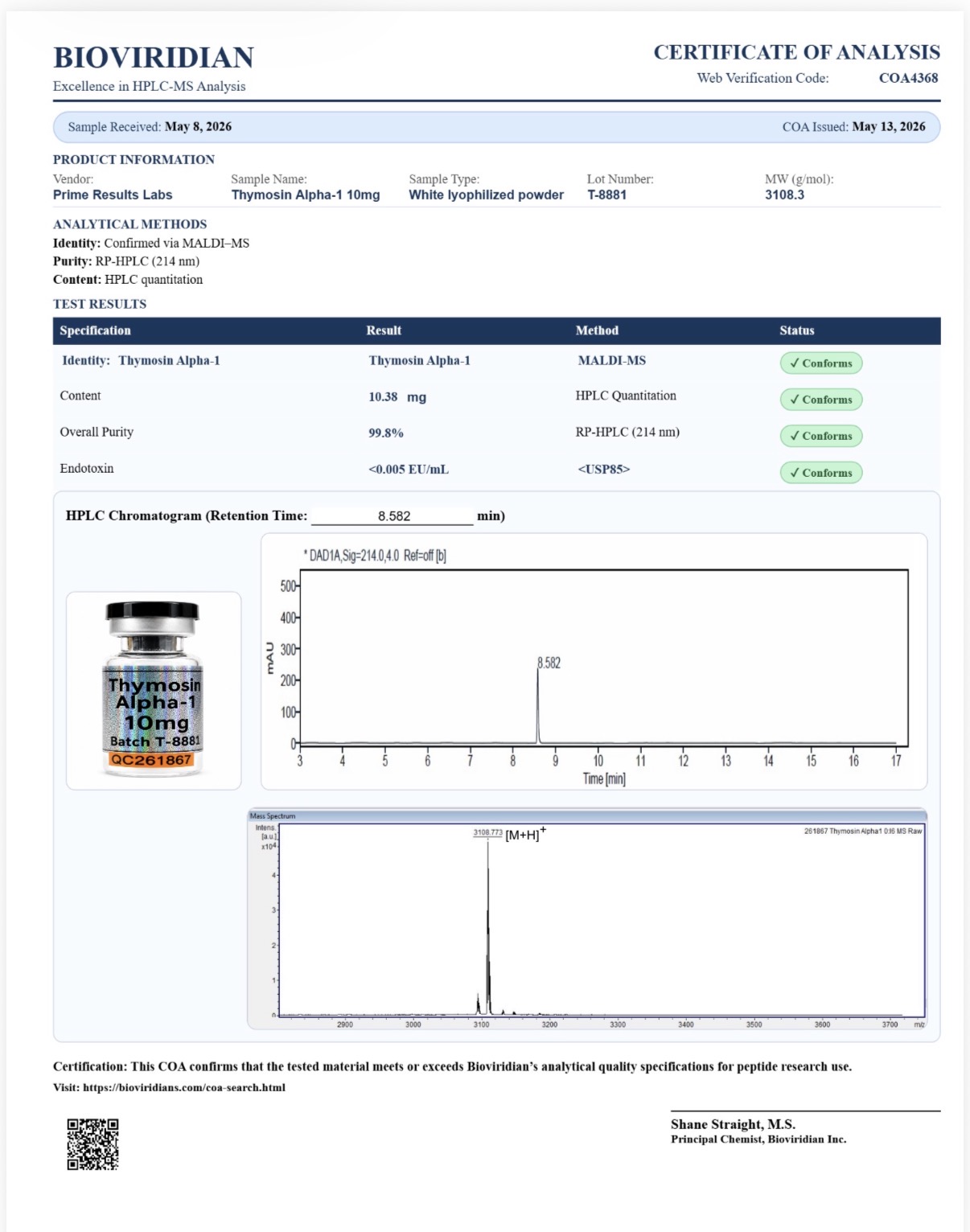 Thymosin Alpha-1 10mg